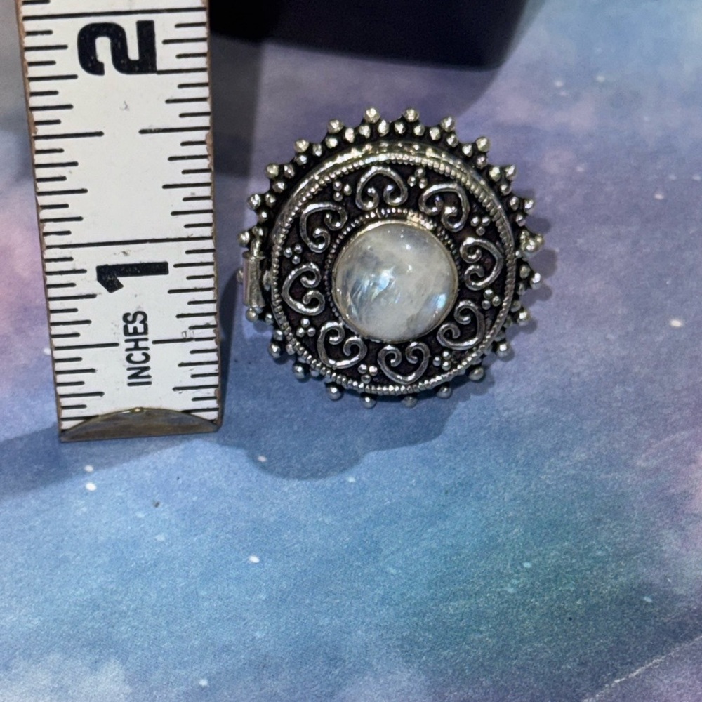Silver Moonstone Poison Ring - image 8